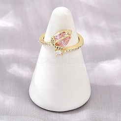 Offene Manschettenringe aus Messing mit Blumenmuster und Mikropavé-Fassung aus Zirkonia für Damen&nbsp;CU-CBA0A21-06A-G