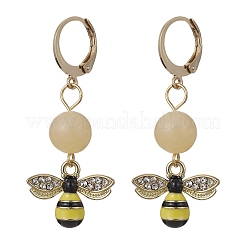 4 Paar 4 Stile Bienen- und Blumenlegierungs-Emaille-Ohrhänger für Damen&nbsp;EJEW-JE05594