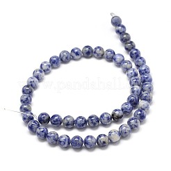 Jaspe tache bleue naturelle perles rondes&nbsp;G-P075-12-12mm