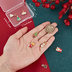 8 Stück 8 Stile Weihnachts-Themen echte 18k vergoldete Messing Emaille Charms&nbsp;KK-BBC0014-99