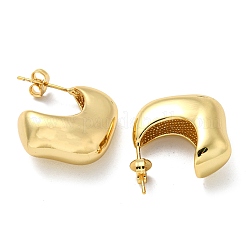 Orecchini a bottone da donna in ottone massiccio con lettera C placcati a cremagliera&nbsp;EJEW-Z048-13G