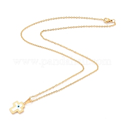 Colliers pendentifs croix en acier inoxydable 304 avec mauvais œil&nbsp;STAS-B021-05