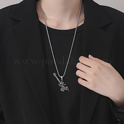 Collares con colgante de calavera de guitarra de acero inoxidable 304 para Halloween para hombres&nbsp;WGCDC24-01
