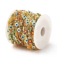 Catena a maglie smaltate con fiore e vetro malocchio&nbsp;CHC-E024-10G