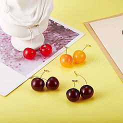 4 par de aretes colgantes de cereza realistas de 4 colores&nbsp;EJEW-SZ0001-54