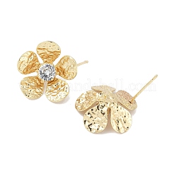 Orecchini a bottone in ottone con micro pavé di zirconi cubici&nbsp;KK-M326-08G