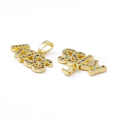 Pendentifs avec zircon cubiques à micro-pavés en laiton&nbsp;KK-E068-VC044