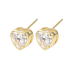 Latón micro pave aretes de circonita cúbica transparente&nbsp;EJEW-C174-02A-G