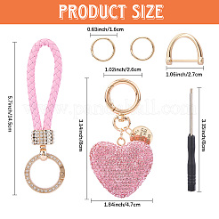 2 Stück 2 Stile PU-Leder und Legierung Strass geflochten Schlüsselanhänger & Anhänger Dekorationen&nbsp;KEYC-CN0001-11B