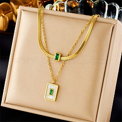 Collier double couche en acier inoxydable 304 avec câble et chaînes à chevrons&nbsp;NJEW-C022-03G