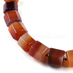 Colliers de perles graduées en agate rouge naturelle à prisme hexagonal pour femmes et hommes&nbsp;NJEW-K388-03O