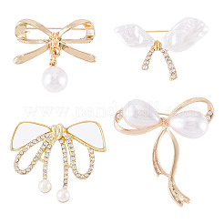 4 Stück 4 Stile Bowknot Legierung Strass Broschen für Frauen&nbsp;JEWB-TA0001-30