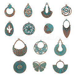 14 pièces 14 styles pendentifs en alliage de style tibétain&nbsp;FIND-TA0010-61