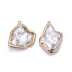Elektroplatte natürliche Barockperle Keshi Perle Anhänger&nbsp;PEAR-F010-01G