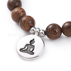 Bracciali unisex perline in legno elasticizzato&nbsp;BJEW-JB04959-03
