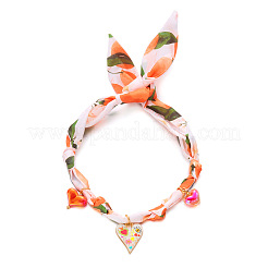Collares de bufanda de tela estampada con colgantes de corazón de aleación de zinc y resina&nbsp;FS-WG7AF07-02
