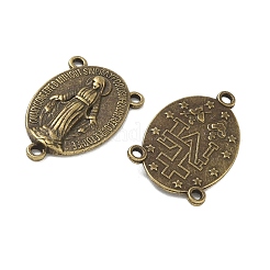Liens de composant de lustre en alliage de style tibétain vierge sculpté ovale saint&nbsp;TIBEP-LF0961YKG-AB-FF