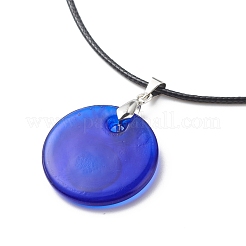 Collana con ciondolo malocchio blu lampwork con cordino cerato per donna&nbsp;NJEW-JN03955-04