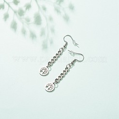 Cadenas de eslabones resistentes al deslustre con aretes colgantes largos con dijes&nbsp;EJEW-JE04963-01