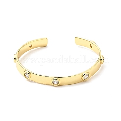 Flacher runder Armreif mit offener Manschette aus klarem Zirkonia&nbsp;BJEW-J165-07G