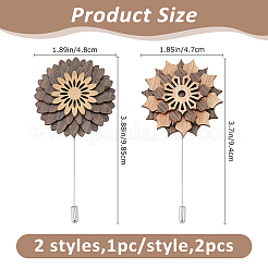 2 spilla in legno in 2 stili&nbsp;JEWB-FH0002-75