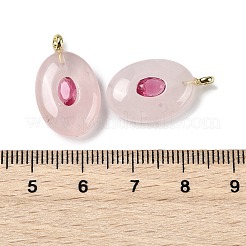 Pendentifs en quartz rose naturel et zircone cubique&nbsp;G-Z076-01G-02