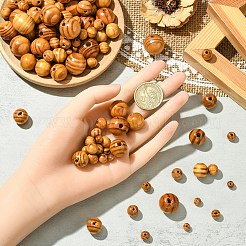 60 Stück runde Naturholzperlen&nbsp;WOOD-YW0001-58A