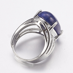 Natürlich gefärbte Lapislazuli-Fingerringe mit breitem Band&nbsp;RJEW-K224-A15