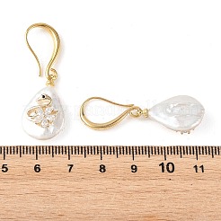 Orecchini pendenti in conchiglia d'acqua dolce naturale e ottone&nbsp;EJEW-JE07443-02