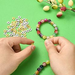 100 Stück 2 Farben gewellte Distanzperlen im tibetischen Stil&nbsp;TIBEB-YW0001-67