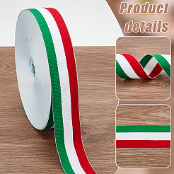 50 Yards dreifarbiges gestreiftes Ripsband aus Polyester&nbsp;OCOR-WH0078-199C