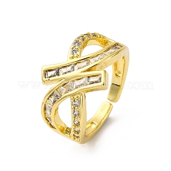 Manschettenringe aus Messing mit Mikropavé-Zirkonia für Damen&nbsp;RJEW-U053-03G