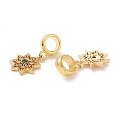 Charms pendenti europei in ottone con zirconi cubici&nbsp;KK-B037-30G