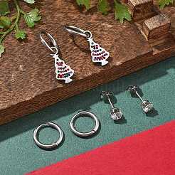 3 paire de boucles d'oreilles créoles et clous d'oreilles de Noël en acier inoxydable 304 pour femmes&nbsp;EJEW-K279-14P
