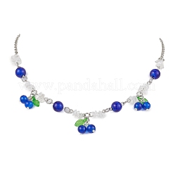 Colliers à plastron en verre craquelé et cristal de quartz naturel pour femmes&nbsp;NJEW-JN05203-01