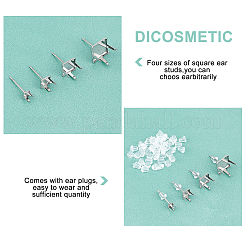 40 pz 4 dimensioni 304 montature per orecchini a bottone in acciaio inossidabile&nbsp;DIY-DC0001-51
