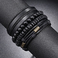 4-teiliges Set mit verstellbaren geflochtenen Armbändern aus Kunstleder im 4-Stil&nbsp;BJEW-F458-07