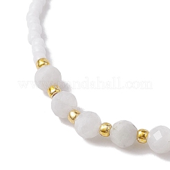 Verstellbare Armbänder aus natürlichem Regenbogenmondstein und geflochtenen Perlen&nbsp;BJEW-JB10181-01