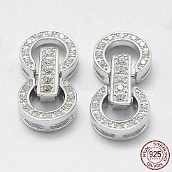 Anlaufgeschützte rhodinierte 925 Sterling Silber Uhrenarmbandverschlüsse mit Zirkonia&nbsp;STER-F037-124P