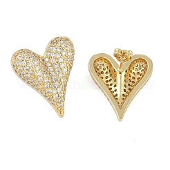 Aretes de corazón con circonitas cúbicas transparentes&nbsp;EJEW-S235-02G