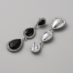 Aretes colgantes en forma de lágrima de vidrio con rhinestone&nbsp;EJEW-WH0009-99C