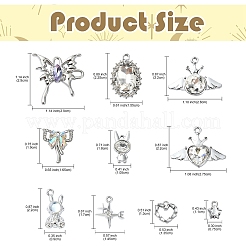 20 Stück 10 Stile Legierung mit Strass-Anhängern&nbsp;FIND-YW0004-98