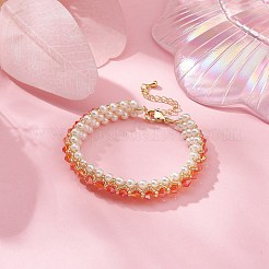 Armbänder aus Glasimitationsperlen und Doppelkegelperlen&nbsp;BJEW-MZ00035-01