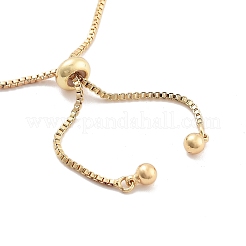 Braccialetti con cursore a catena rettangolare in ottone con pavé di zirconi trasparenti&nbsp;BJEW-YWC0002-05A-G
