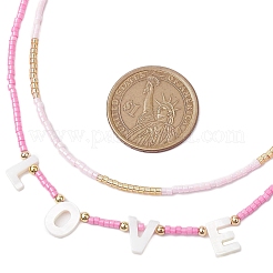 Conjuntos de collares de doble capa y pulseras de múltiples hilos con cuentas de vidrio&nbsp;SJEW-MZ00006