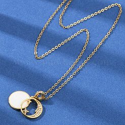 Halsketten mit Sonne- und Sternanhänger aus Messing mit Mikropavé und Zirkonia für Damen&nbsp;NJEW-C076-08G