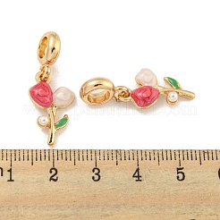 Gestell-Plattierungslegierung Emaille Blume europäische baumelnde Charms&nbsp;FIND-B034-45G-02