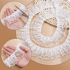 Rubans plissés en dentelle de polyester&nbsp;SRIB-WH0011-468B