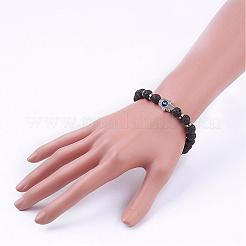 Stretch-Armbänder aus natürlichem Lavastein&nbsp;BJEW-JB03146-01