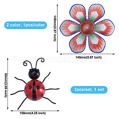 3d Eisen Blume und Marienkäfer große Anhänger&nbsp;AJEW-CF0001-19